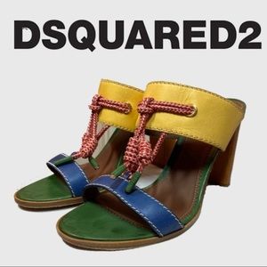 DSQUARED2 Muti-Color Leather Open Toe Heels